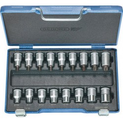 Composition d'embouts de vissage 1/2'' pour vis femelle et mâle TORX®, 17 pièces