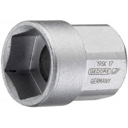 Douille traversante 1/2'', Cote s/plats : 20 mm, Long. 32,5 mm