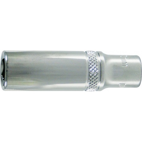 Douille 1/4'', modèle long, poli, Cote s/plats : 8 mm, Long. 50 mm