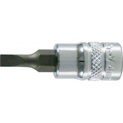 Embout de vissage 1/4'' pour vis à fente, poli, Larg. : de la lame : 4,0 mm, Épais. : de la lame 0,8 mm, Long. 30 mm