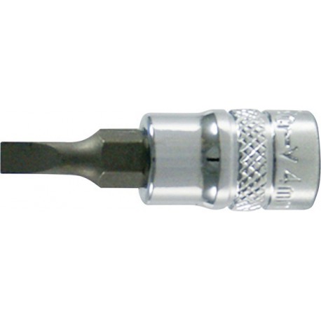 Embout de vissage 1/4'' pour vis à fente, poli, Larg. : de la lame : 4,0 mm, Épais. : de la lame 0,8 mm, Long. 30 mm