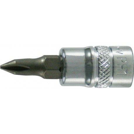 Embout de vissage 1/4'' pour vis cruciforme PH, poli, Taille : PH 2, Long. 30 mm