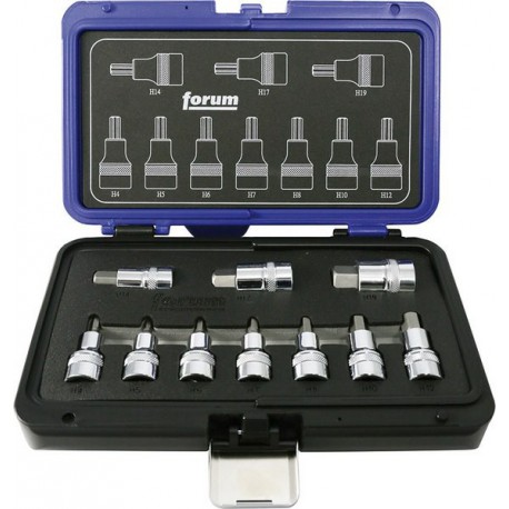 Composition embouts de vissage 1/4-1/2'' pour vis à 6 pans femelle, poli