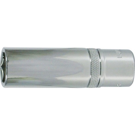 Douille 1/2'', modèle long, poli, Cote s/plats : 13 mm, Long. 77 mm