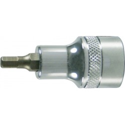 Embout de vissage 1/2'' pour vis femelle à 6 pans, poli, Cote s/plats : 10 mm, Long. 60 mm