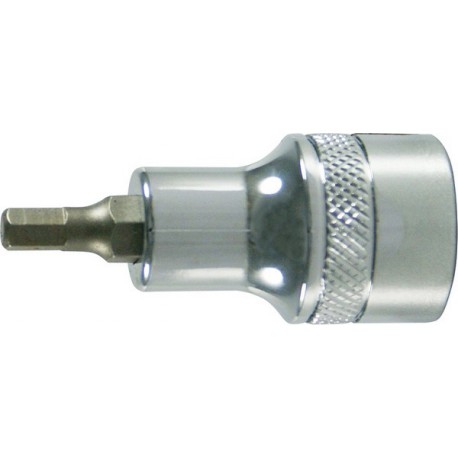 Embout de vissage 1/2'' pour vis femelle à 6 pans, poli, Cote s/plats : 10 mm, Long. 60 mm
