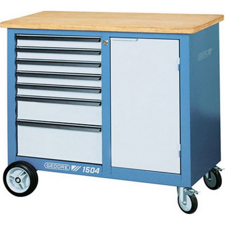 Servante roulante, type 1504, Dimensions L x l x H : 1100 x 550 x 985 mm, Force portante statique/mobile 700/500 kg, Poids 101 kg