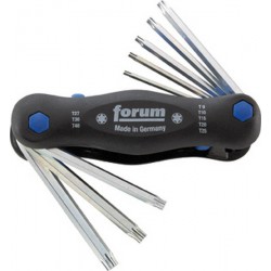 Jeu de clés coudées TORX® dans un étui, Quantité : 8 pièces, Contenu T 9 T 10 T 15 T 20 T 25 T 27 T 30 T 40, Long. du boîtier 120 mm
