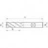 Fraise cylindrique longue, 4 dents, en carbure monobloc avec angle d'hélice de 35°/38°, queue HB, Fire, Ø d1 - h10 : 10,0 mm, Long. totale l1 72 mm