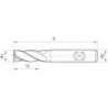 Fraise cylindrique longue, 4 dents, 30°, en carbure monobloc, Fire, Ø d1 - h10 : 9,0 mm, Long. totale l1 72 mm, Long. coupe l2 19 mm