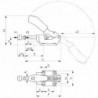 Sauterelle à tige coulissante lourde, Taille : 7, Capacité du piston F1 25 kN, Capacité du piston F2 25 kN, Hauteur totale : 180 mm, Long. totale : 305 mm