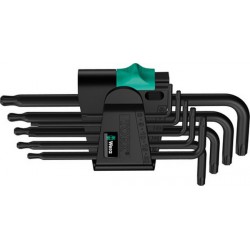 Jeu de clés coudées à tête sphérique, TORX®, 9 pièces, Contenu : T 8 T 9 T 10 T 15 T 20 T 25 T 27 T 30 T 40