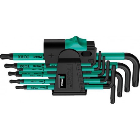 Jeu de clés coudées TORX® BO, 9 pièces, Contenu : T 8 T 9 T 10 T 15 T 20 T 25 T 27 T 30 T 40