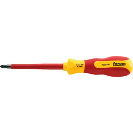 Tournevis cruciforme PZ VDE, avec lame ronde, Dimensions : PZ 3, Long. de la lame 150 mm, Long. totale 265 mm, Ø de la lame : 9,8 mm