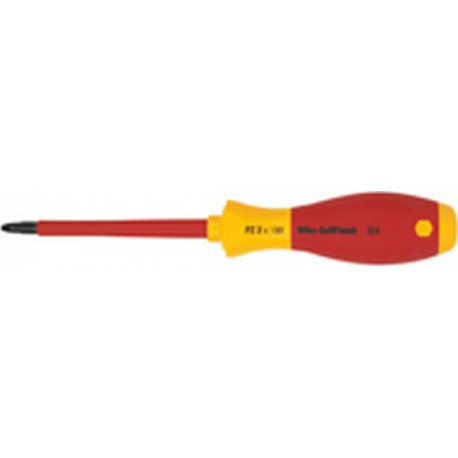 Tournevis cruciforme PZ VDE, avec lame ronde, Dimensions : PZ 2, Long. de la lame 100 mm, Long. totale 218 mm, Ø de la lame : 7,8 mm