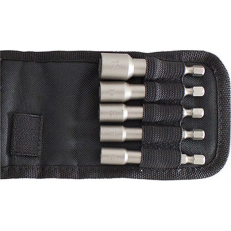 Assortiment de douilles 1/4'', 50 mm de long, 5 pièces, Contenu : 6 7 8 10 13 mm