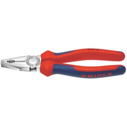 Pince universelle en acier spécial pour outils, tête chromée, poignées à gaine en plastique, Long. : 180 mm, Capacité de coupe du Ø du fil dur 2,2 mm