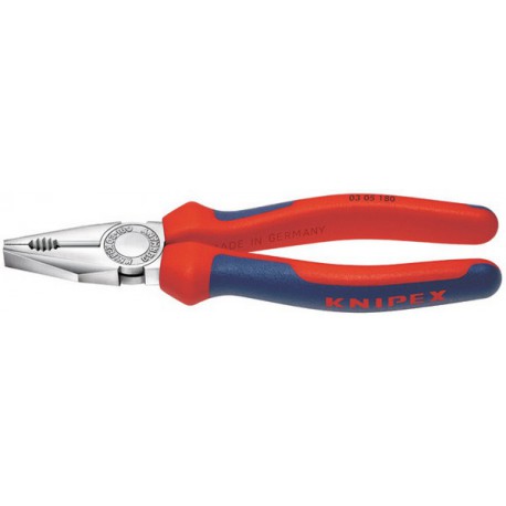 Pince universelle en acier spécial pour outils, tête chromée, poignées à gaine en plastique, Long. : 180 mm, Capacité de coupe du Ø du fil dur 2,2 mm