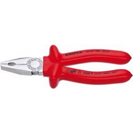 Pince universelle VDE, en acier spécial pour outils, tête chromée, poignées isolées par immersion, Long. : 180 mm