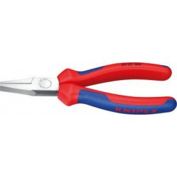 Pince à becs plats, tête polie, poignées à gaine en plastique, Long. : 140 mm
