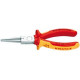 Pince à longs becs VDE, becs ronds, en acier électrique au chrome vanadium, tête chromée, poignées à gaine en plastique, Long. : 160 mm