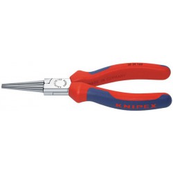 Pince à longs becs, à becs longs, ronds, en acier électrique au chrome vanadium, tête chromée, poignées à gaine en plastique, Long. : 140 mm