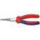 Pince à longs becs, à becs longs, ronds, en acier électrique au chrome vanadium, tête chromée, poignées à gaine en plastique, Long. : 140 mm