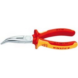 Pince d'électronicien, à becs courbés, tête chromée, poignées à gaine en plastique, Long. : 160 mm, Capacité de coupe du Ø du fil dur 1,6 mm