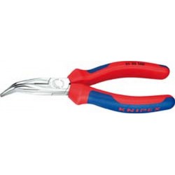 Pince d'électronicien, à becs courbés, tête chromée, poignées à gaine en plastique, Long. : 160 mm, Capacité de coupe du Ø du fil dur 1,6 mm