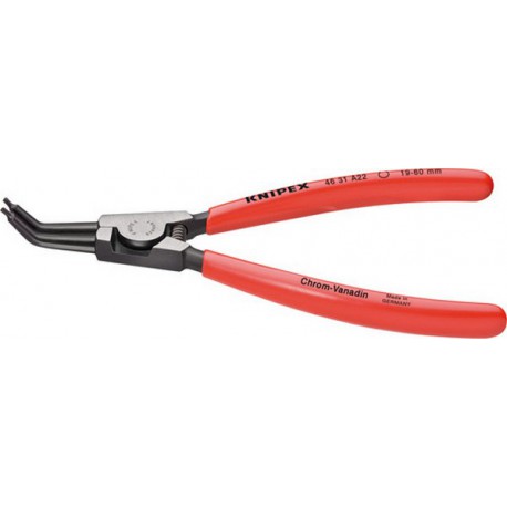 Pince pour circlips extérieurs, becs courbés à 45°, Dimensions : A 02, Ø d'arbre 3-10 mm, Long. 130 mm