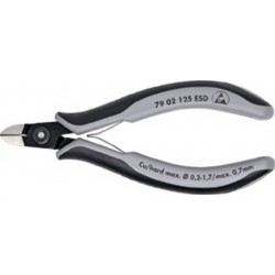 Pince coupante latérale de précision pour électronicien ESD, à biseau, Modèle à petite facette, tête ronde, Long. 125 mm