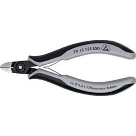 Pince coupante latérale de précision pour électronicien ESD, à biseau, Modèle à petite facette, tête ronde, Long. 125 mm