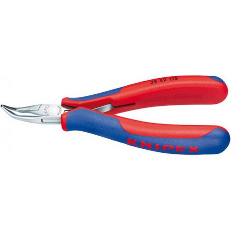 Pince de préhension électronique, Modèle : Becs ronds et plats, courbés à 45°, Long. 115 mm, Long. des becs 22,5 mm