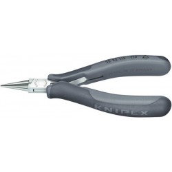 Pinces de préhension électronique ESD, Modèle : Becs pointus et ronds pour plier les ?illets en fil, Long. 115 mm, Long. des becs 22,5 mm
