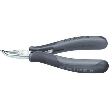 Pinces de préhension électronique ESD, Modèle : Becs ronds et plats, courbés à 45°, Long. 115 mm, Long. des becs 22,5 mm