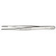 Brucelles de précision, Pointes : droit, rond, environ 3 mm de large, Surfaces de préhension denture fine, Surface nickelé, poignées cannelées