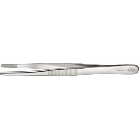 Brucelles de précision, Pointes : droit, rond, environ 3,5 mm de large, Surfaces de préhension denture fine, Surface nickelé, poignées cannelées