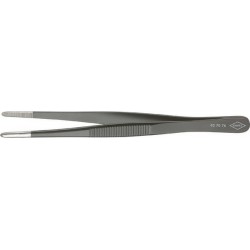 Brucelles de précision, Pointes : droit, rond, environ 3,5 mm de large, Surfaces de préhension denture fine, revêtement noir antireflet
