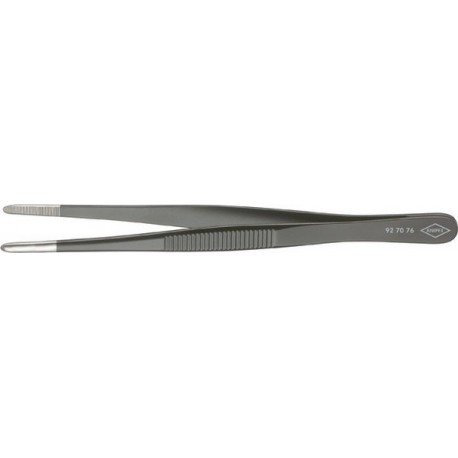 Brucelles de précision, Pointes : droit, rond, environ 3,5 mm de large, Surfaces de préhension denture fine, revêtement noir antireflet