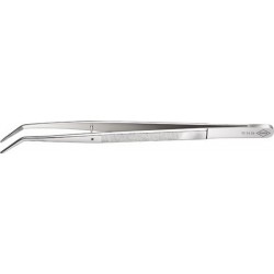 Brucelles de précision, avec guide, Pointes : coudé, pointu, étroit, Surfaces de préhension denture fine, Surface nickelé, poignées cannelées
