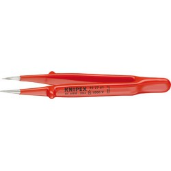 Brucelles de précision, isolées, Pointes : pointu, droit, extra fin, Surfaces de préhension micro-rugueux par matage, Surface nickelées