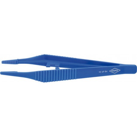 Brucelles en plastique, Pointes : droit, trapézoïdal, environ 3,5 mm de large, Surfaces de préhension dentée, Surface poignées cannelées