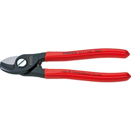 Coupe-câbles, tête brunie, poignées à gaine en plastique, Long. : 165 mm, Ø de la capacité de coupe 15 mm, Section du conducteur 50 mm²