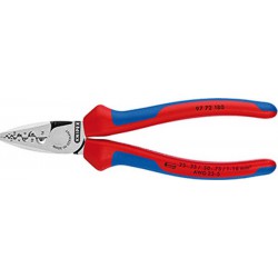 Pince à sertir les cosses, tête chromée, acier à outils spécial, Long. : 180 mm, Section du conducteur 0,25-16 mm²