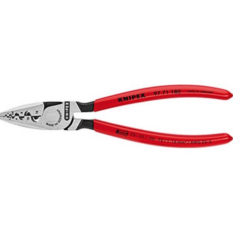 Pince à sertir les cosses, tête polie, acier à outils spécial, Long. : 180 mm, Section du conducteur 0,25-16 mm²