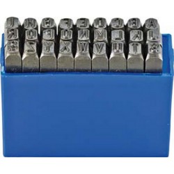 Jeu de lettres à frapper, Hauteur des caractères : 5 mm
