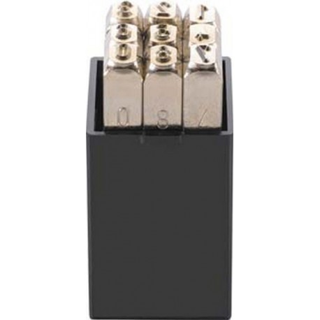 Jeu de chiffres à frapper nickelés hauteur caractères 4mm TURNUS 1 PCS