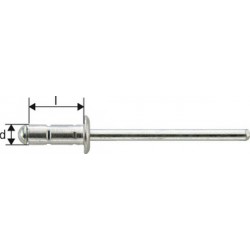 Rivet aveugle multiserrage alu standard tête semi-bombée 4x17mm (Par 1000)