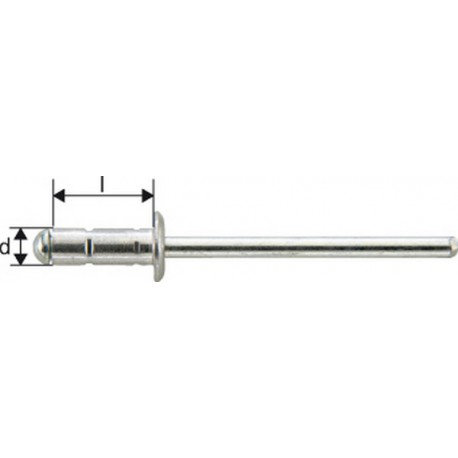 Rivet aveugle multiserrage alu standard tête semi-bombée 4,8x17mm (Par 1000)