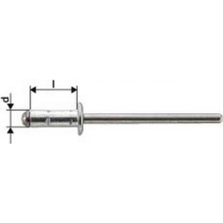 Rivet aveugle multiserrage alu/acier inoxydable têtesemi-bombée 4x13mm (Par 1000)